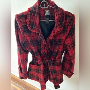 Black and Red plaid coat